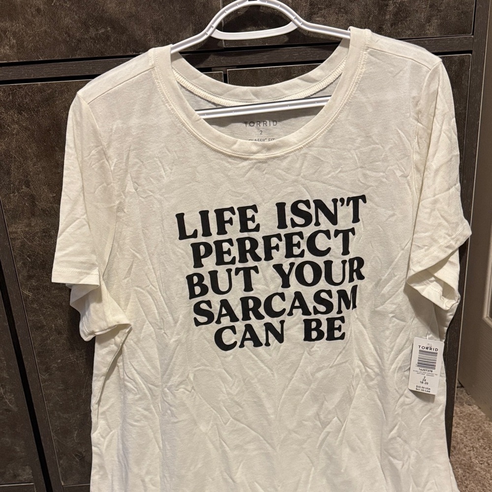 Torrid Cream Graphic Tee with Black Text
